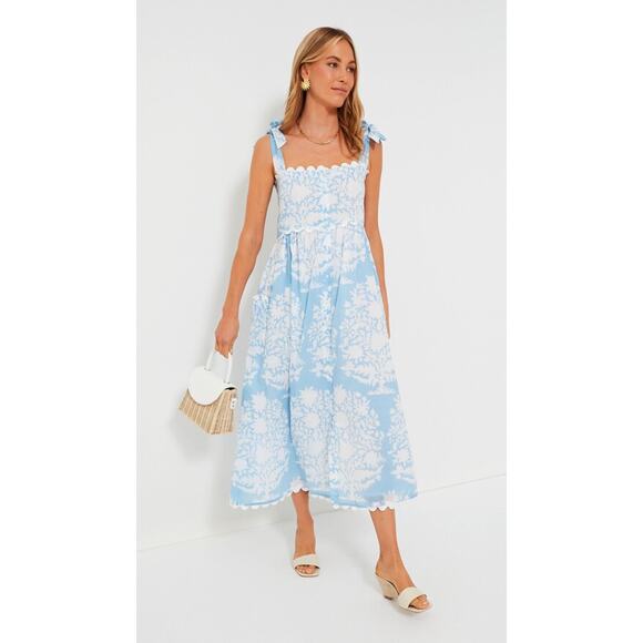Juliet Dunn Pastel Blue Palladio Tie Shoulder Midi Dress Tuckernuck Ric Rac - Picture 4 of 14